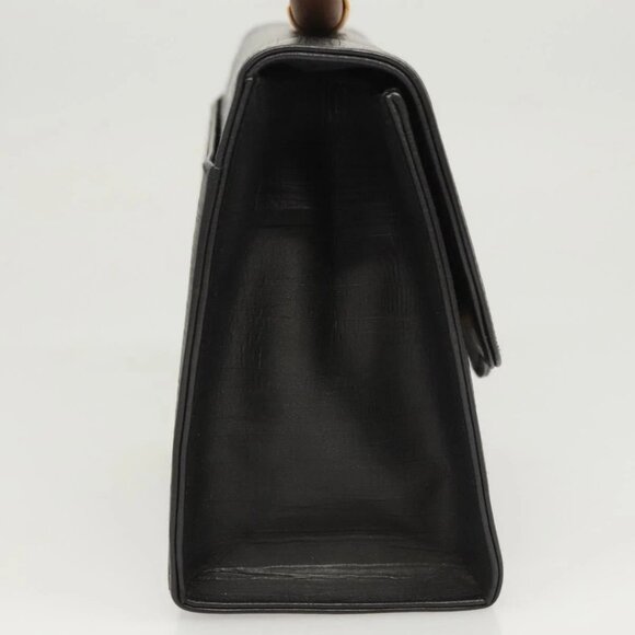 BALLY Hand Bag Leather Black Gold Auth 126005 - Picture 4 of 16